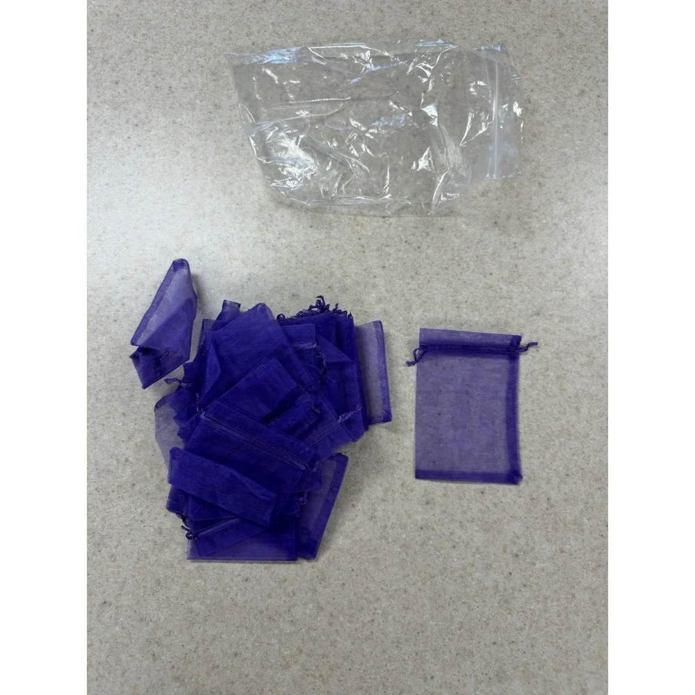 50 pcs Sheer Organza Drawstring Gift Bags, Jewelry, Wedding, Party Favor Pouch